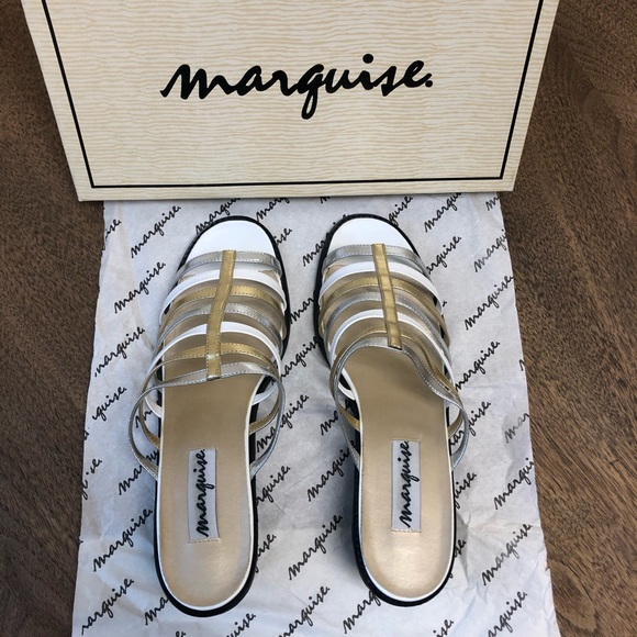 Marquise open toe sandals. Gold and silver. Size 8. Like new. - Picture 1 of 4